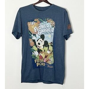 Disney Parks Epcot Flower Garden Festival 2018 T-Shirt Mens Medium Blue Vacation